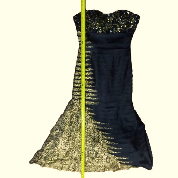 Clarisse Size 8 Black/Leopard Print Mermaid Gown - Picture 13 of 14